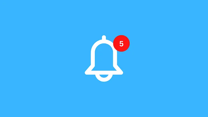 Notification bell with number 5